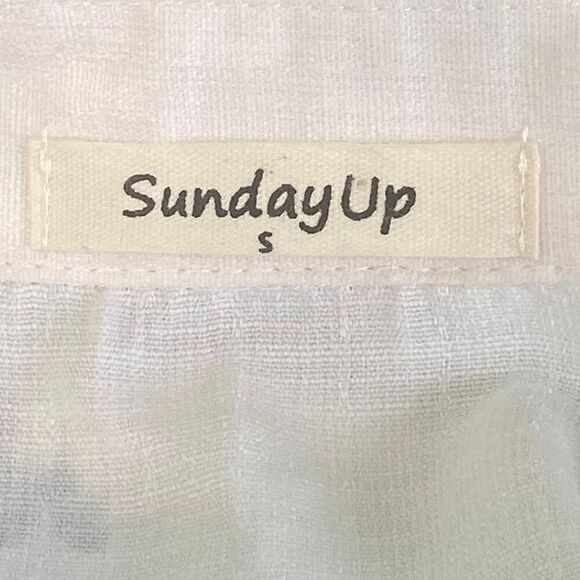 Sunday Up White Black Embroidered Tassel Tie Mini Dress Small - Picture 6 of 7